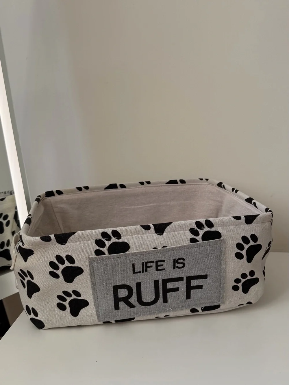 Life Is RUFF Paw Print Storage Basket